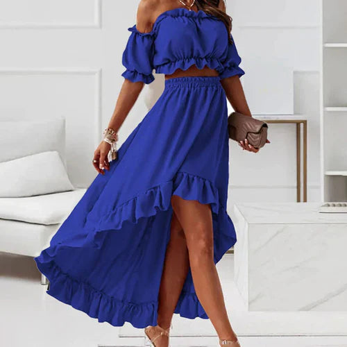 Jurkset met Ruches Vrouwen Elegante Zomerjurk