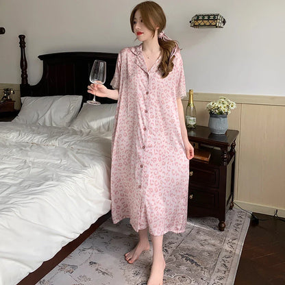 Aurora Dromen Pink Leopard Kant Slaapjurk