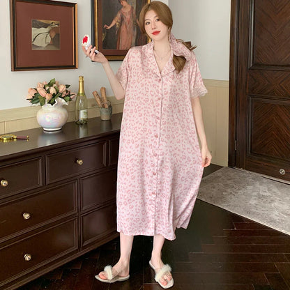 Aurora Dromen Pink Leopard Kant Slaapjurk