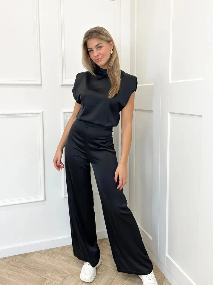 Jumpsuit Dames Wijd met Diepe Hals en Wijde Pijpen - Mode Vibes