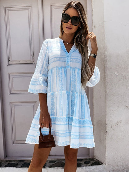 Boho Jurk Zomerse Luchtige Rok met Vrolijk Patroon