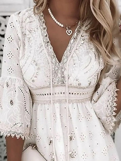 VELANORA  - Stijlvolle en Comfortabele Boho Ibiza Stijl Zomerjurk voor Vrouwen