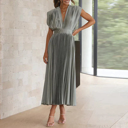Iris Jurk met Plooien Elegante VrouwenJurk