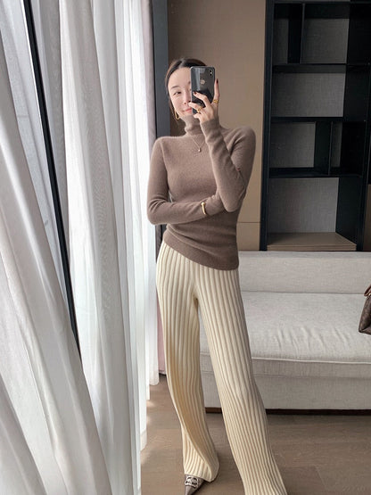 Ruime Gebreide Broek voor Vrouw Polyester Elasthaan Comfortabel