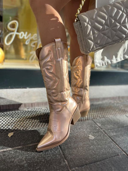 Cowboylaarzen Met Metalen Versiering Country Stijl