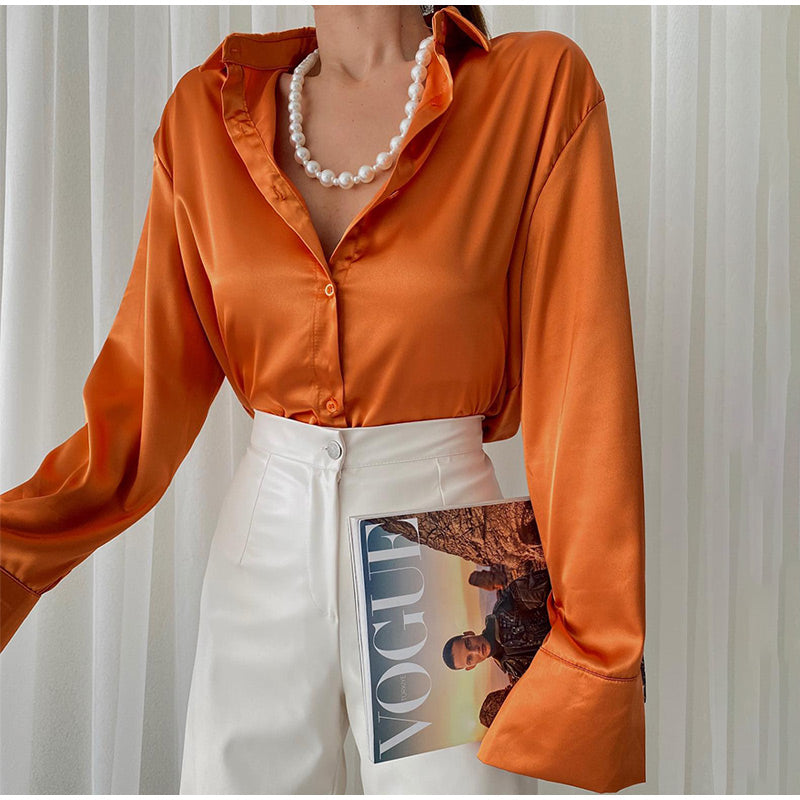 Satin Blouse Vrouwelijk Elegante Bloes voor Ieder Moment