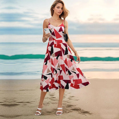 Maxi Jurk Geometrische Print Zomerjurk Vrouw - Mode Vibes