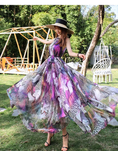 Betoverende Zonnewende Mouwloze Maxi Jurk