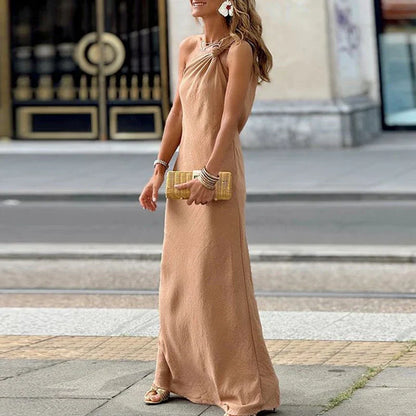 Maxi Jurk Eén Schouder Zomerjurk Vrouwen Losse Jurk