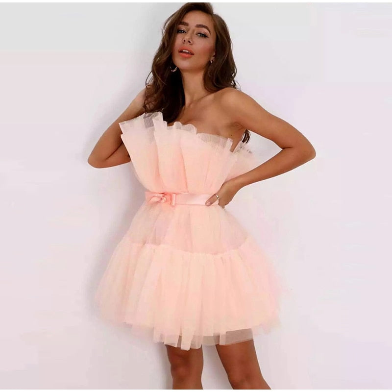 Feestelijke Jurk Tulle Uniek Design Voor Vrouw