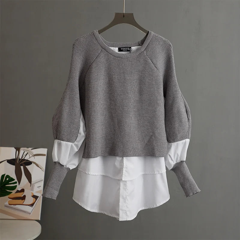 Ronde Hals Dames Trui Gebreid Vintage Stijl