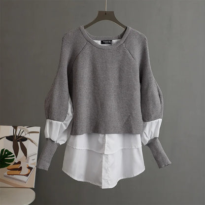 Ronde Hals Dames Trui Gebreid Vintage Stijl