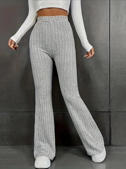 Dames Broek Hoge Taille Slim Fit Flared Pijp Stretchstof