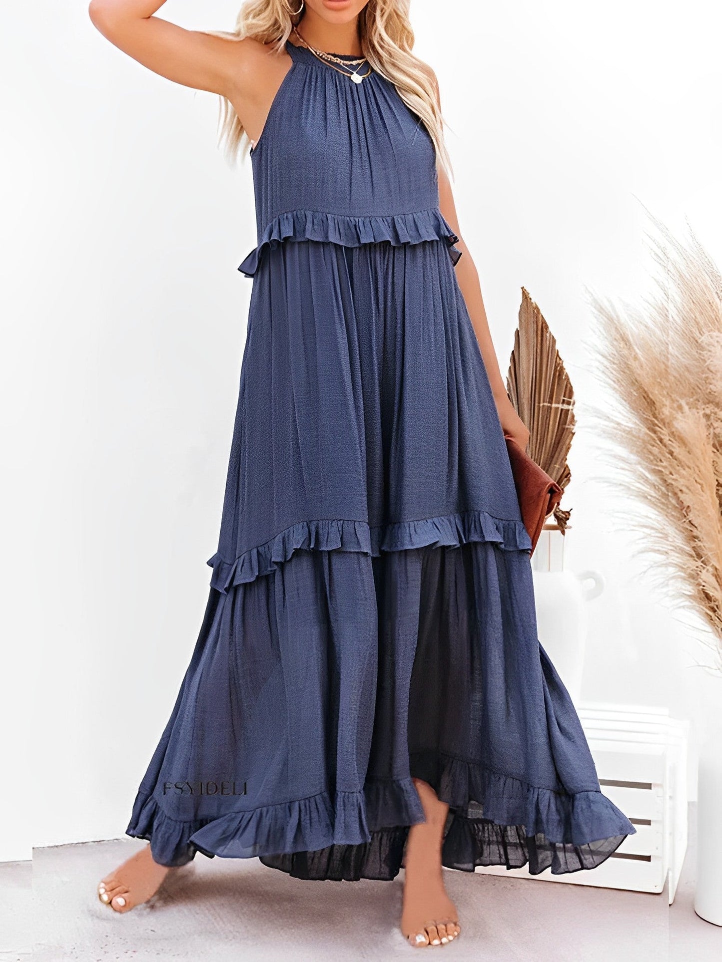 Boho Zomerjurk Elegante Vrouwelijke Jurk Met Korte Mouwen