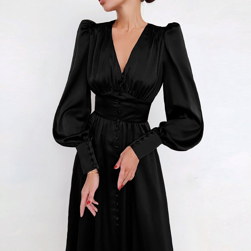 Elegante Satijnen Midi Jurk voor Vrouw