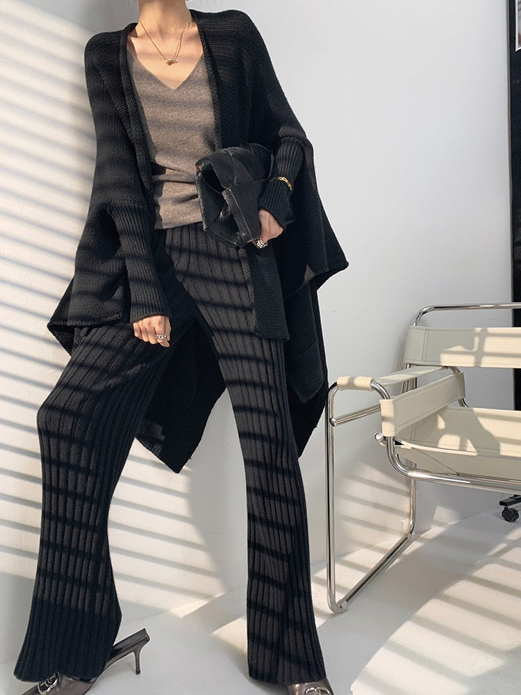Ruime Gebreide Broek voor Vrouw Polyester Elasthaan Comfortabel