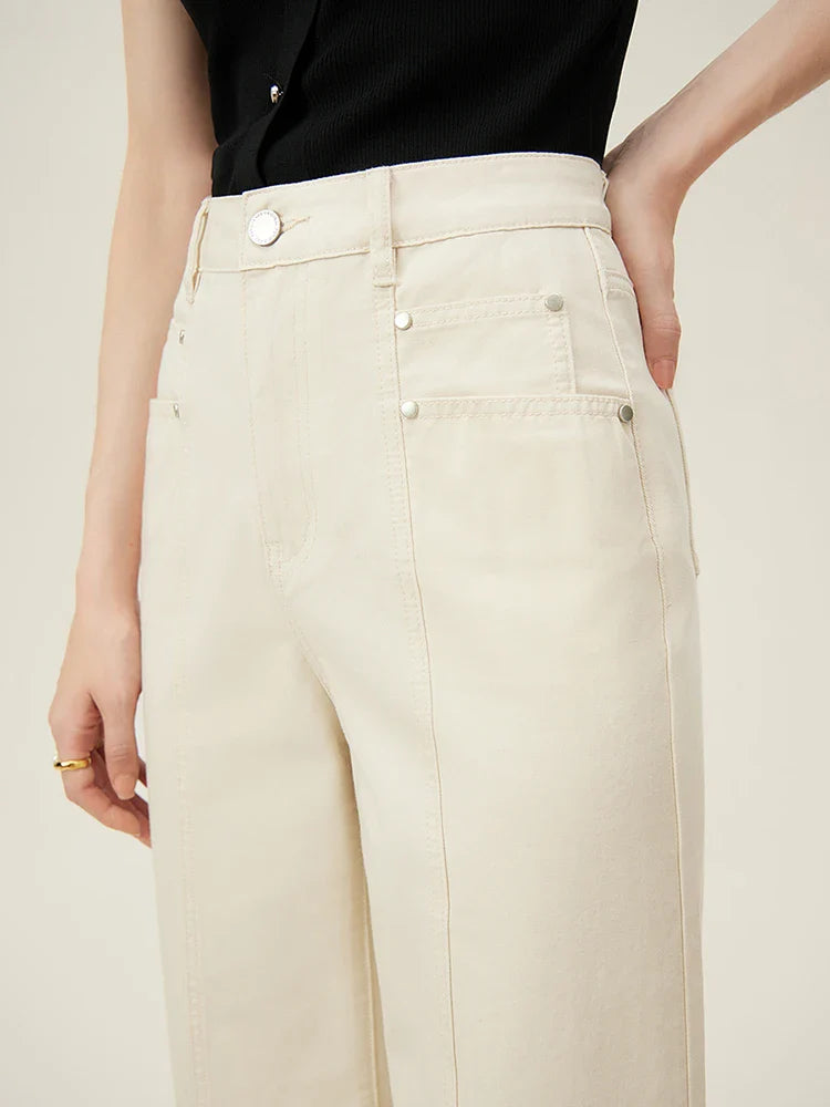LuxeLoom Witte Rechte Jeans