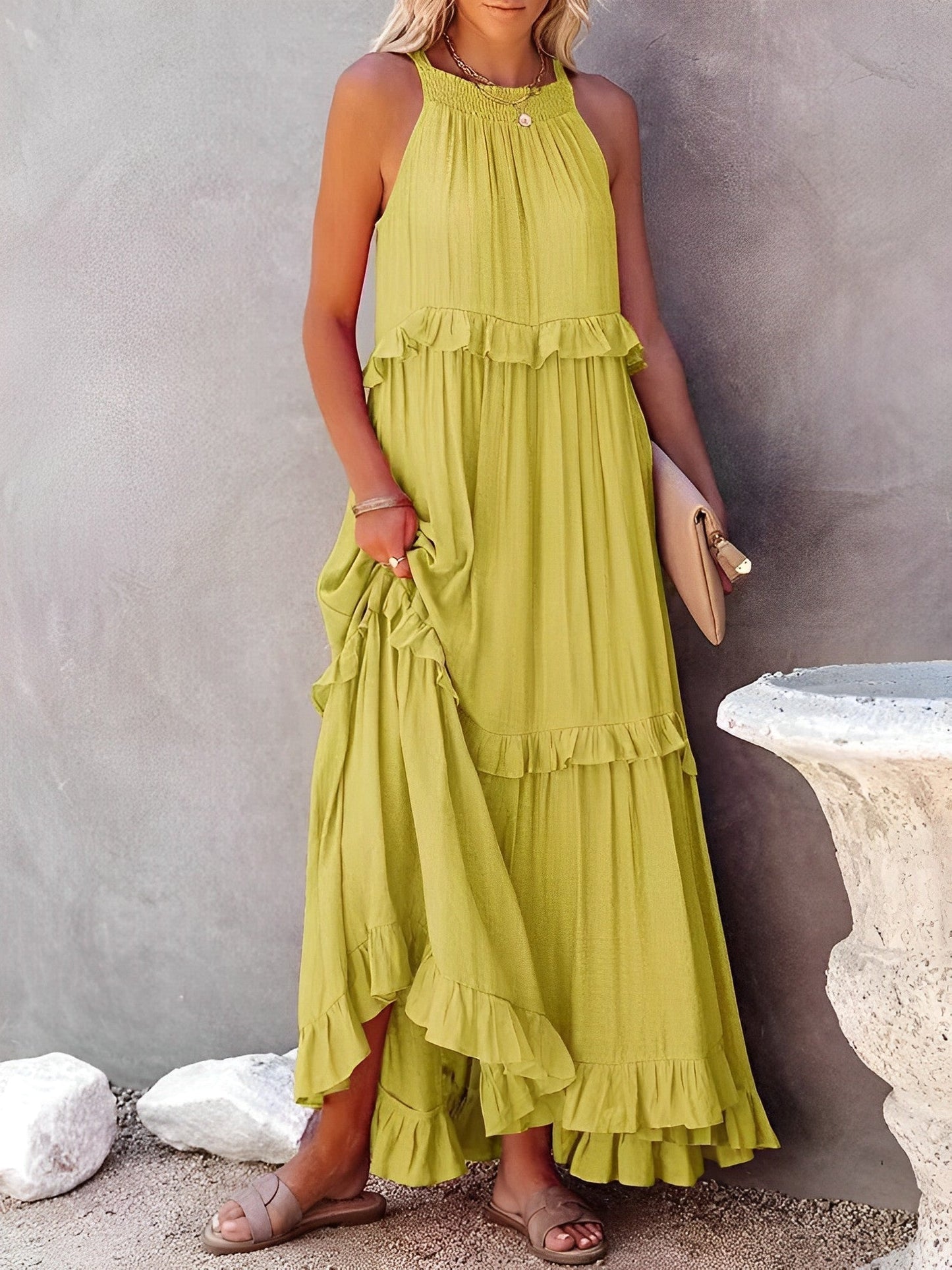 Boho Zomerjurk Elegante Vrouwelijke Jurk Met Korte Mouwen