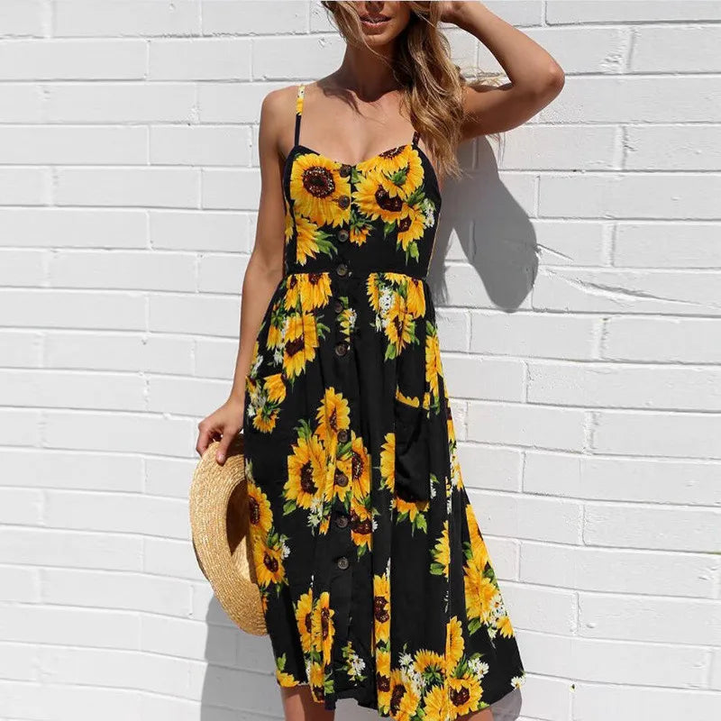 Midi-jurk Zomerse Strandjurk Sexy Vrouwenjurk