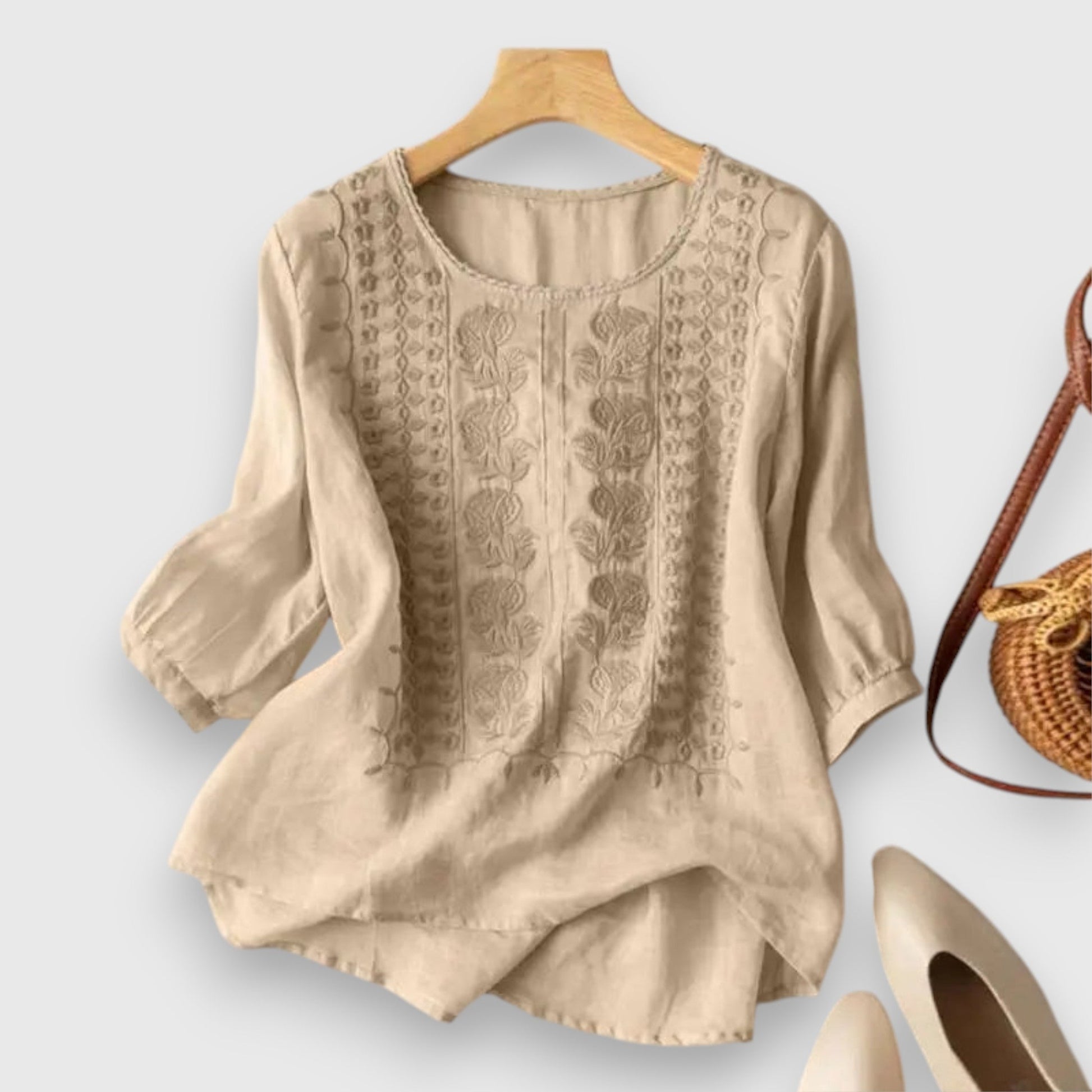 Dames Blouse Geborduurd Regular Fit - Mode Vibes
