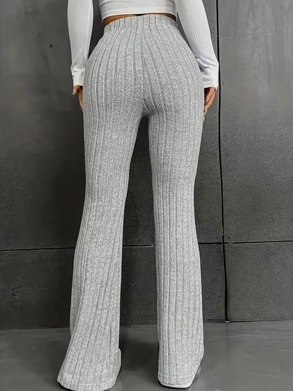 Dames Broek Hoge Taille Slim Fit Flared Pijp Stretchstof