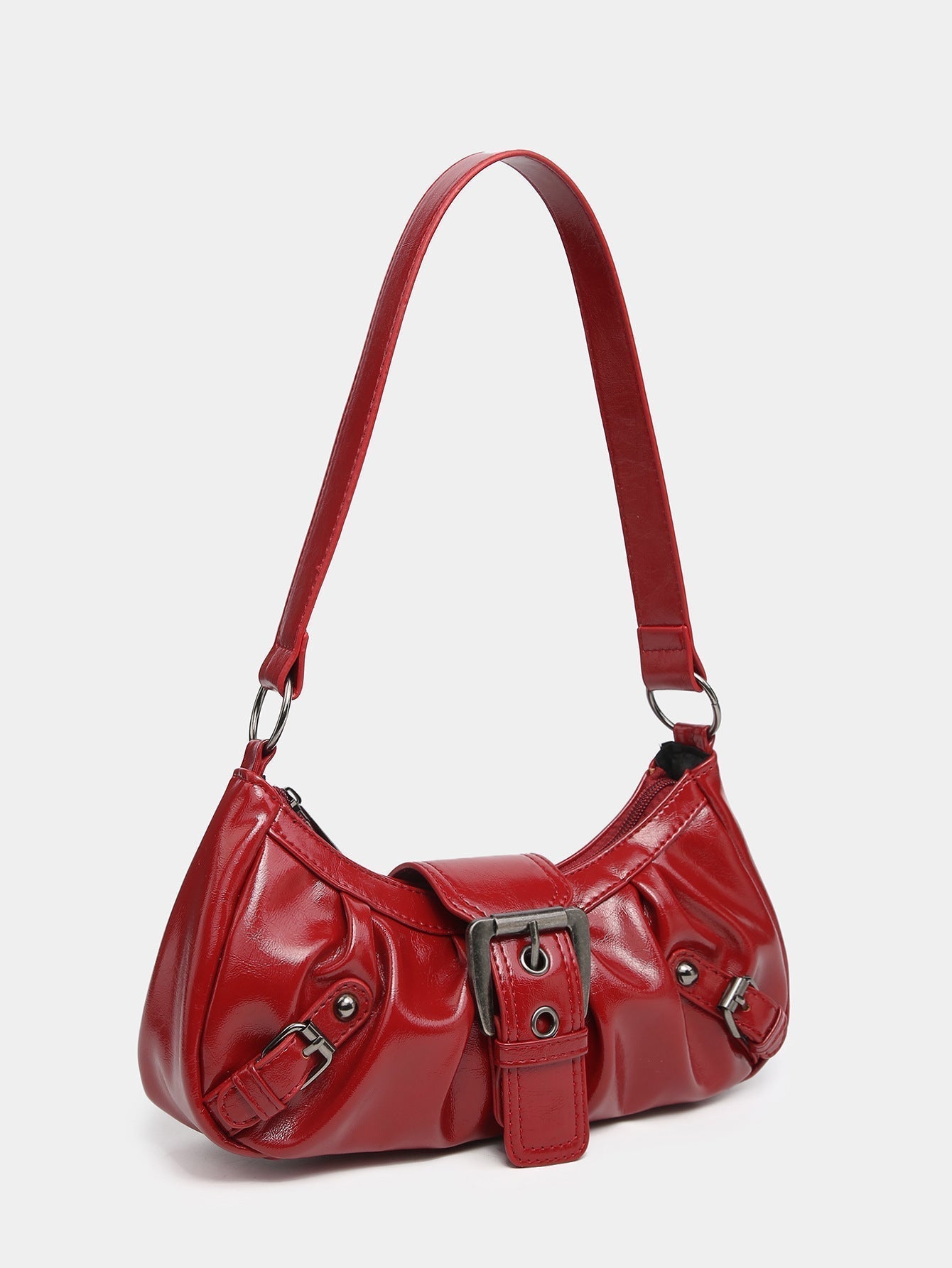 Hobo Bag van Vintage Kunstleer – Met Gesp en Verstelbare Schouderriem