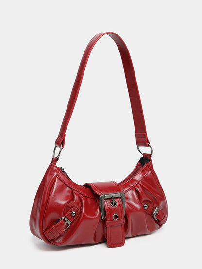 Hobo Bag van Vintage Kunstleer – Met Gesp en Verstelbare Schouderriem