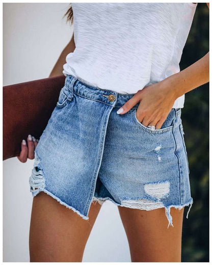 Denim Skort Stoer en Stijlvol voor Vrouw - Mode Vibes