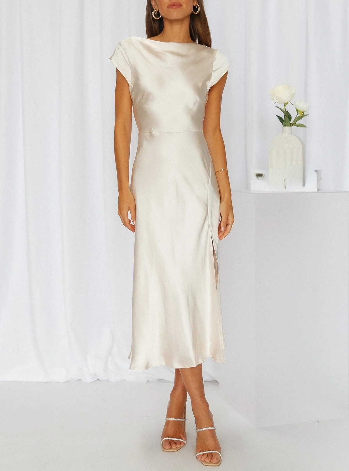 Elegante Slikjurk voor Vrouw Zwart Effen