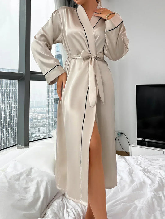 Satijnen Kimono Dames – Luxe Badjas met Ceintuur & Elegante Pasvorm