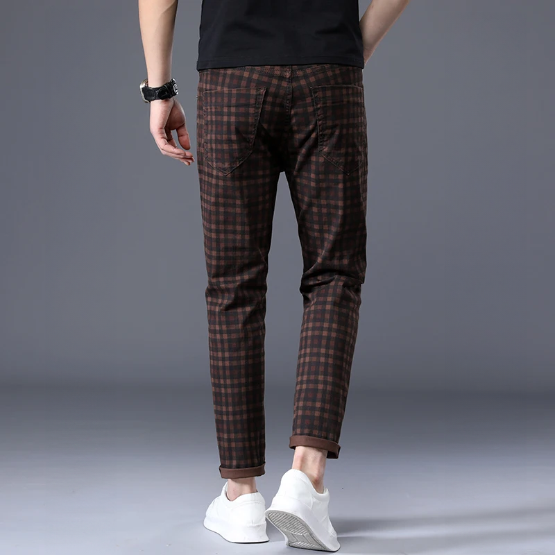 Geruite Broeken Heren Slim Fit Trendy Vrijetijdsbroek