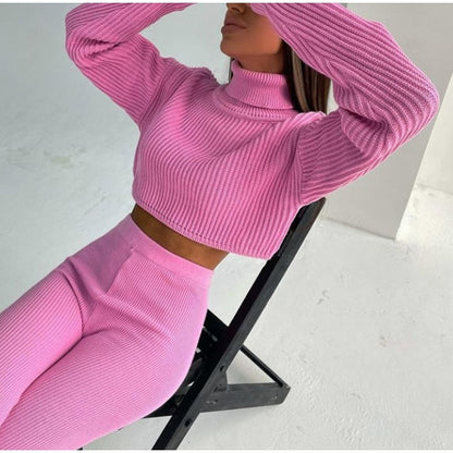 Cropped Coltrui Set Met Legging Zwart Sportief - Mode Vibes