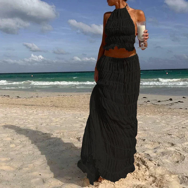 Lilou | Completo Elegante con Top Pieghevole e Maxi Gonna 1