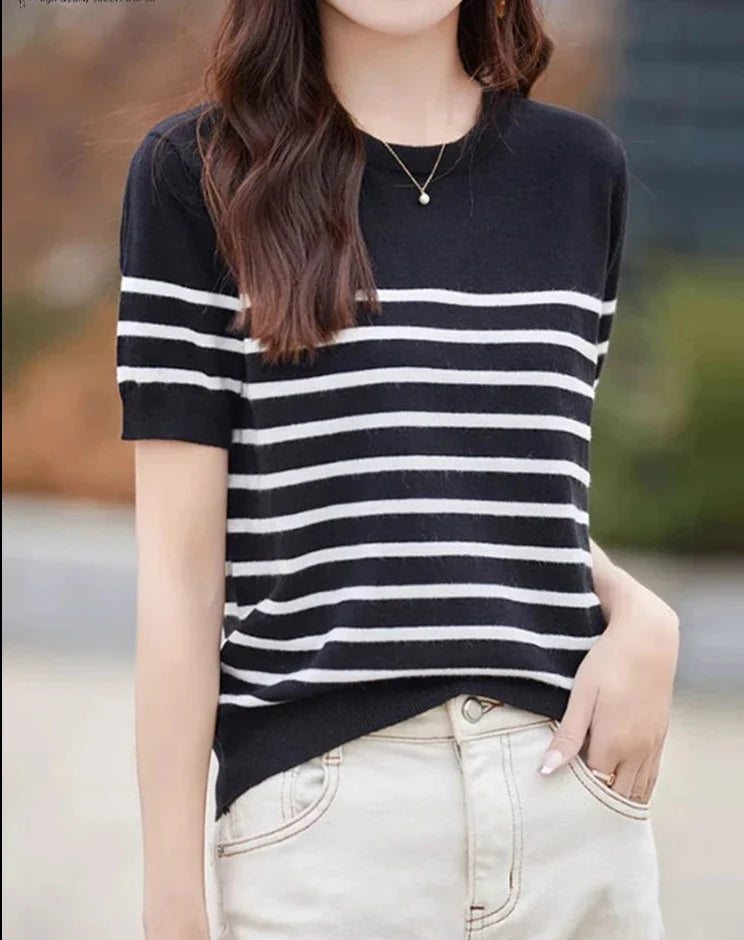 MerelMode Zomerse Gestreepte Blouse