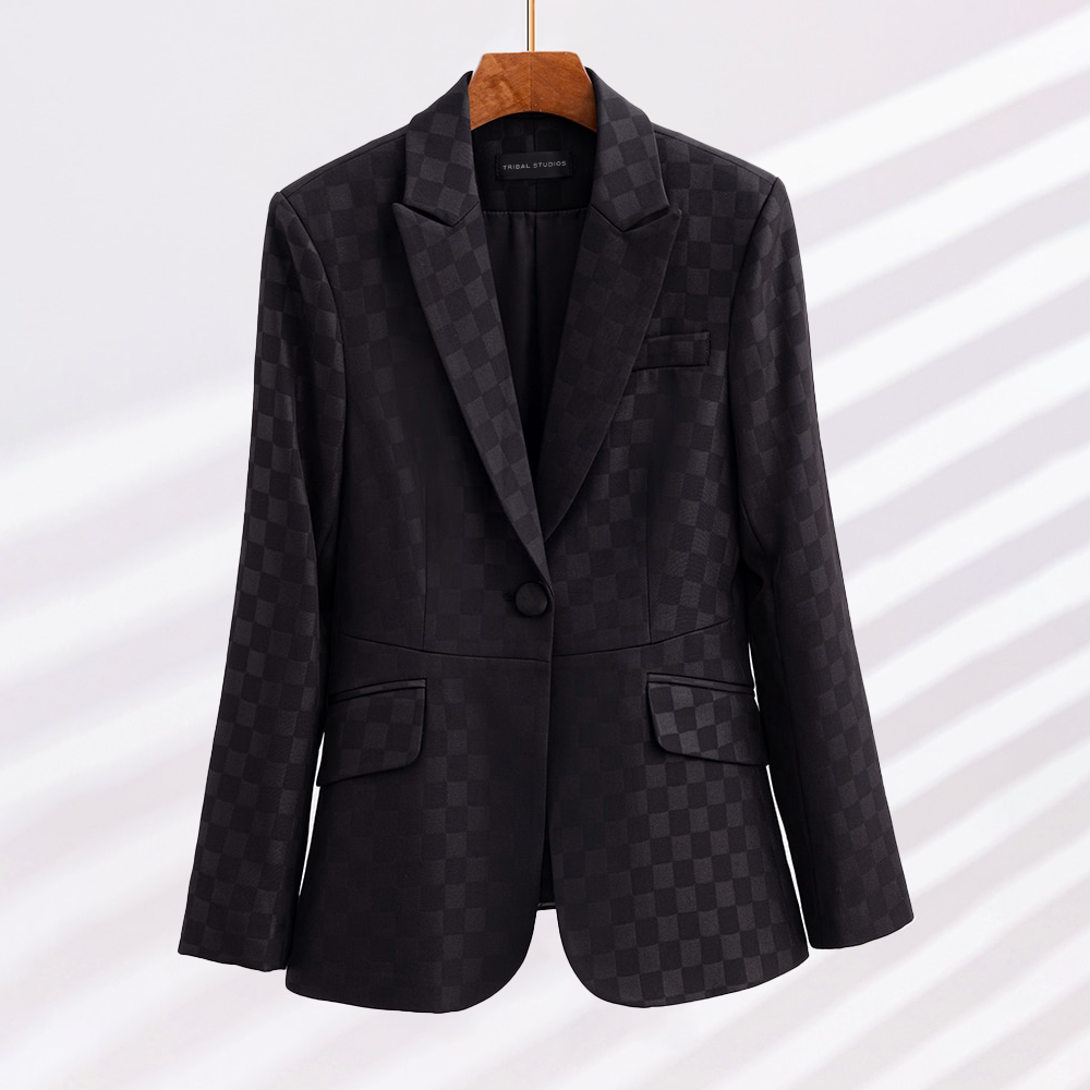 Geruite Blazer Elegante Stijl voor Dames