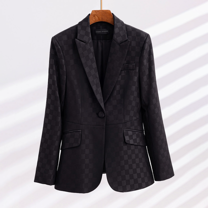 Geruite Blazer Elegante Stijl voor Dames