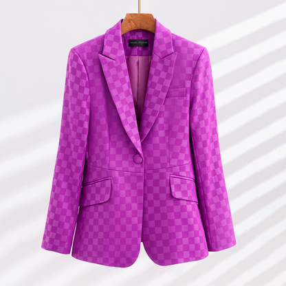 Geruite Blazer Elegante Stijl voor Dames