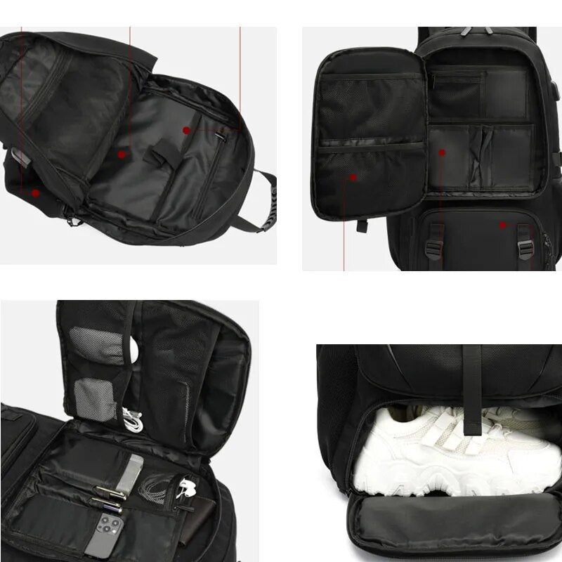 Grote Reistrugzak 50-80L met USB-aansluiting voor Laptop