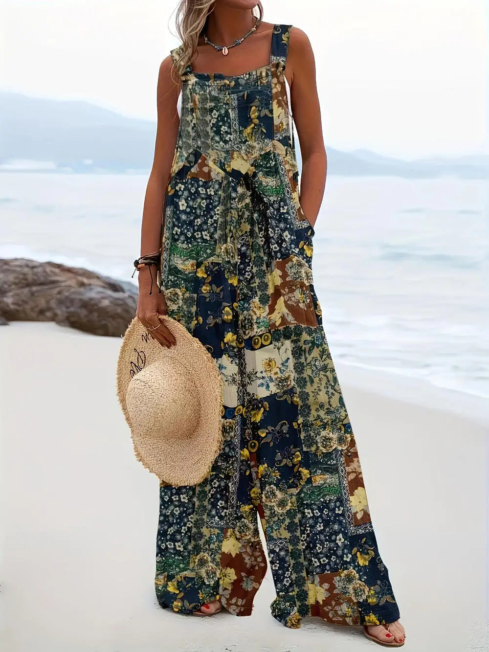 Vrouwelijke Jumpsuit Vierkante Halslijn Zomerjurk - Mode Vibes