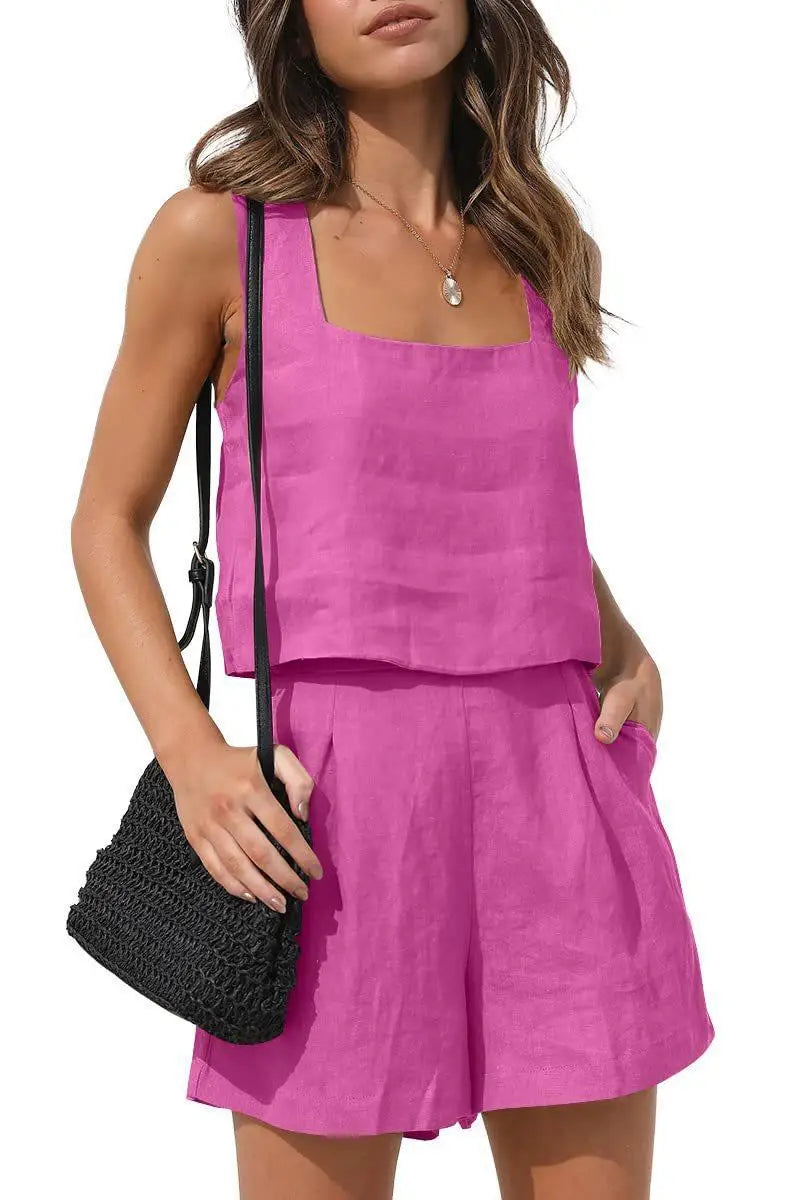 Zomeroutfit Tweedelig Jurk en Broek Set voor Vrouw