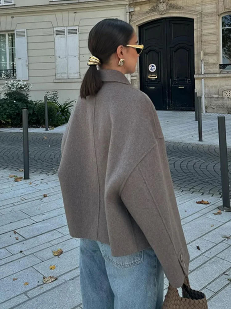 Dames Jas Wolmix Warme Winterjas Klassiek Design