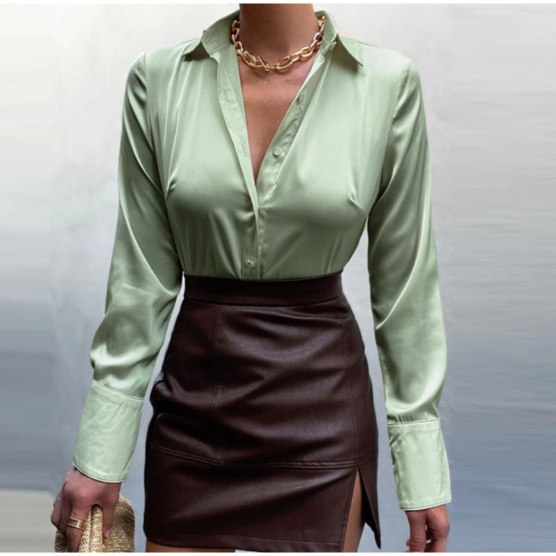 Satin Blouse Vrouwelijk Elegante Bloes voor Ieder Moment