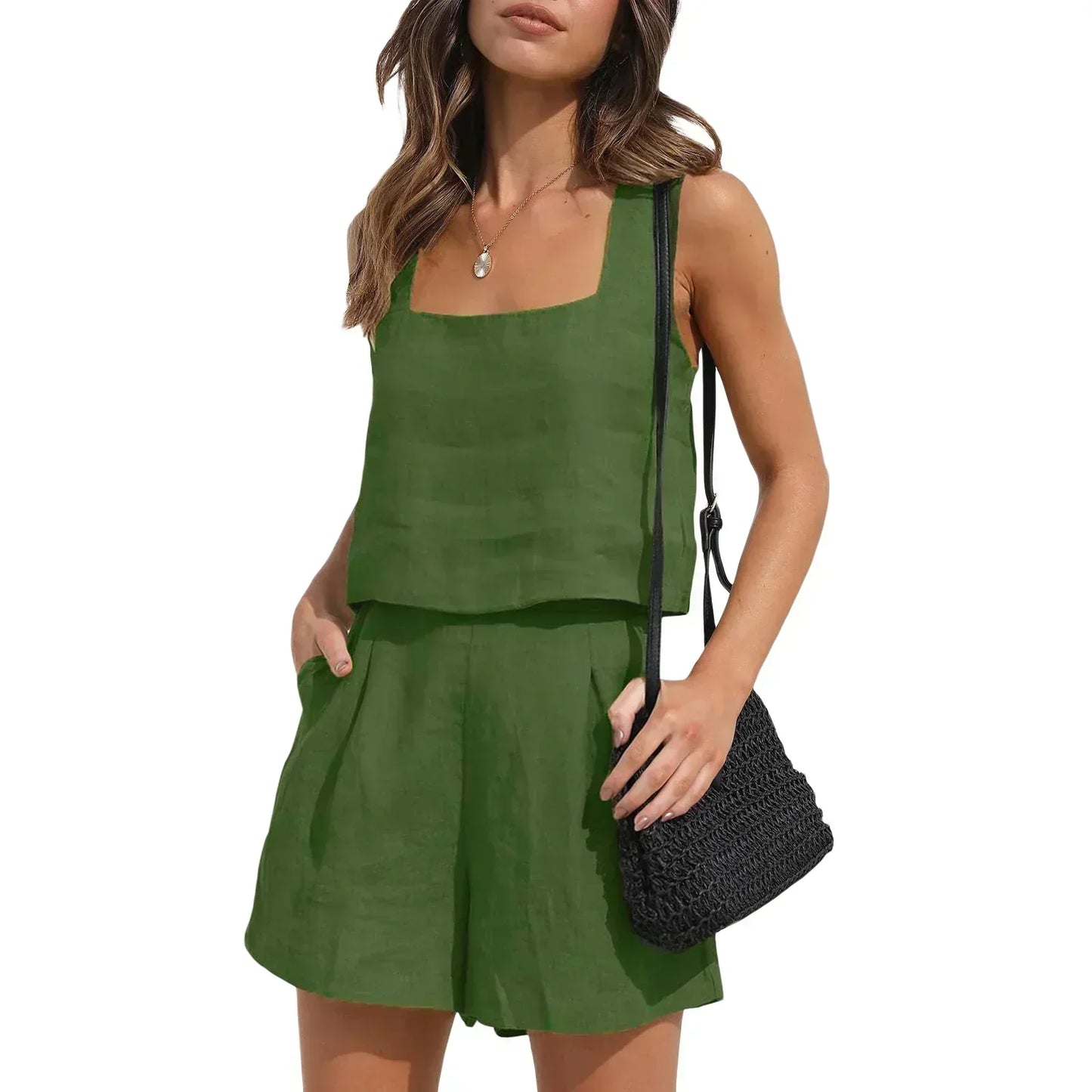 Zomeroutfit Tweedelig Jurk en Broek Set voor Vrouw