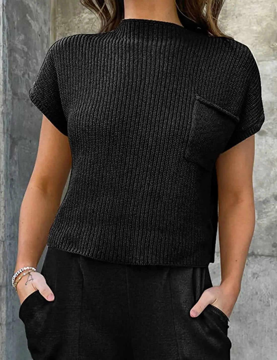 Dames Vest Zwart Leer Stijlvol