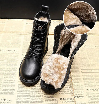 Leren Veterschoenen Zwart Gevoerd Profielzool