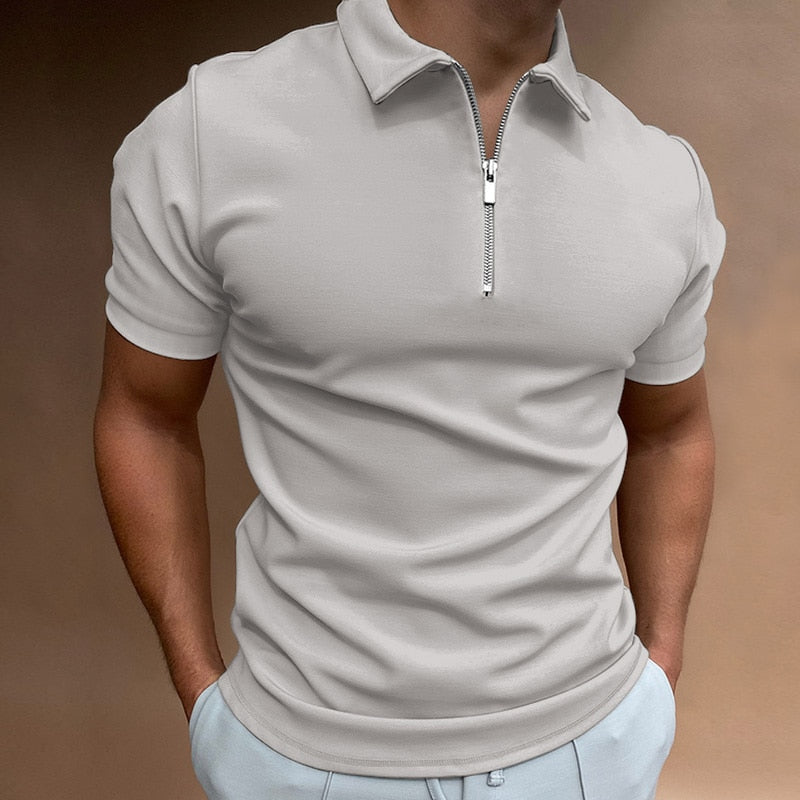 Herenshirt met Rits en Korte Mouwen