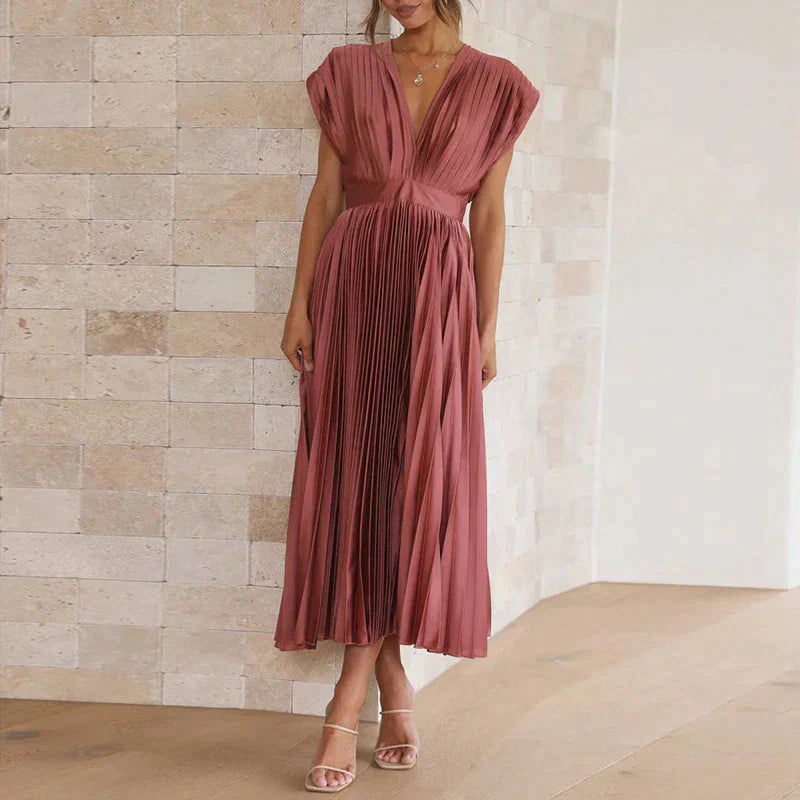 Iris Jurk met Plooien Elegante VrouwenJurk