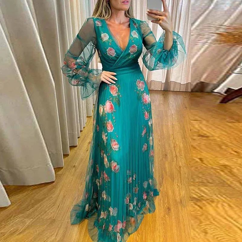 Bohemien Jurk Dames V-hals Geplooid Zomerjurk - Mode Vibes