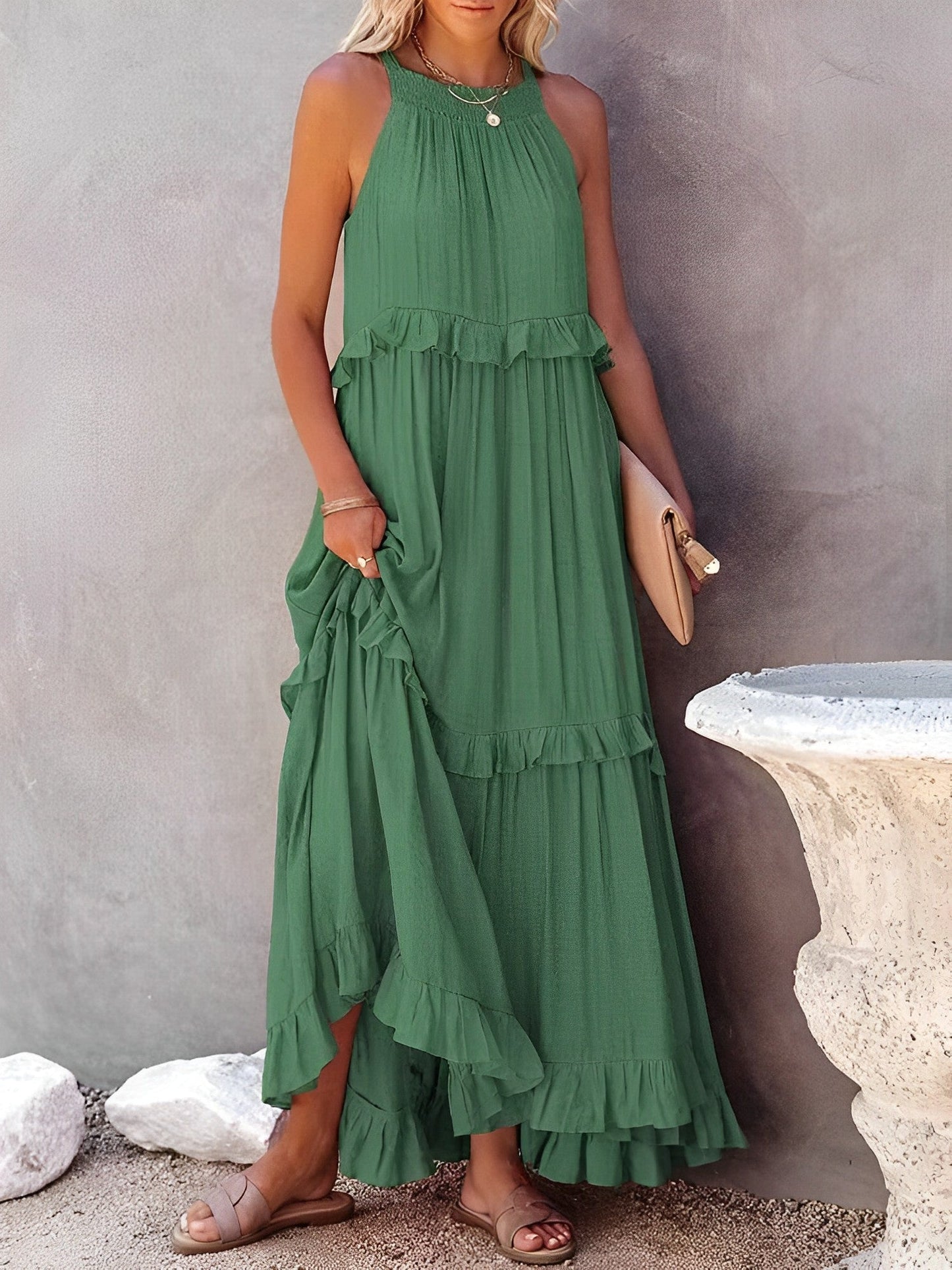 Boho Zomerjurk Elegante Vrouwelijke Jurk Met Korte Mouwen