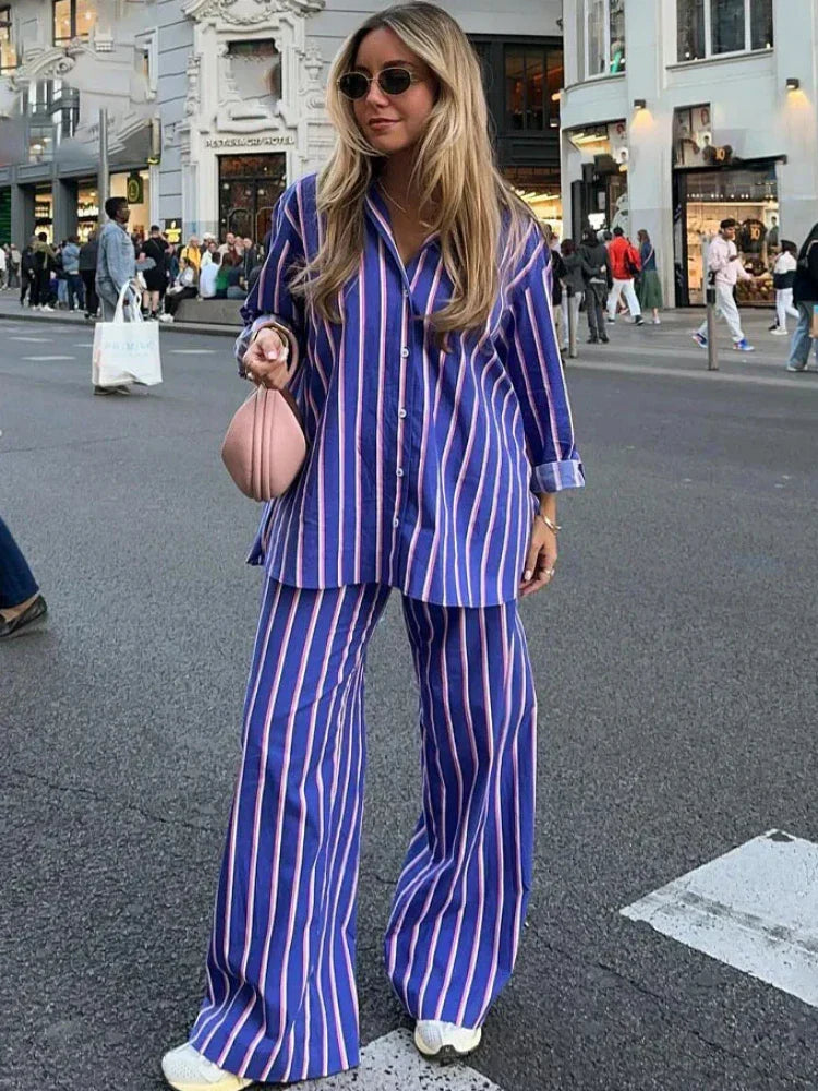 Gestreepte Oversized Set voor Vrouw Alba - Mode Vibes